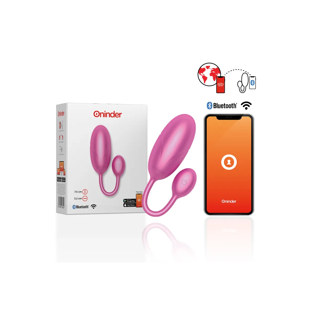 Tokyo Vibrierendes Ei Rosa 7,5 X 3,2 cm Kostenlose App von Oninder | Fesselliebe.de