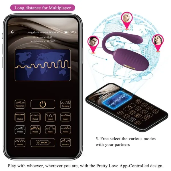 Doreen Purple wiederaufladbares Vibrations-Ei von Pretty Love Smart | Fesselliebe.de