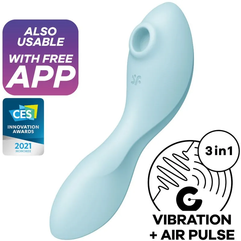 Curvy Trinity 5 Air Pulse Stimulator & Vibrator App Blau von Satisfyer Connect | Fesselliebe.de
