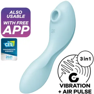 Curvy Trinity 5 Air Pulse Stimulator & Vibrator App Blau von Satisfyer Connect | Fesselliebe.de