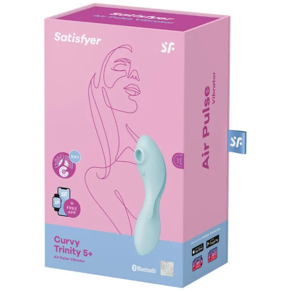 Curvy Trinity 5 Air Pulse Stimulator & Vibrator App Blau von Satisfyer Connect | Fesselliebe.de