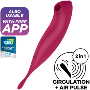 Twirling Pro+ Air Pulse Stimulator & Vibrator App Rot von Satisfyer Connect | Fesselliebe.de