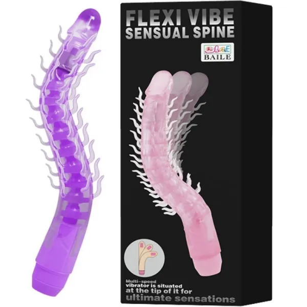 Flexi Vibe Sensual Spine Biegbarer Vibrierdildo Flieder 23,5 cm von Baile | Fesselliebe.de