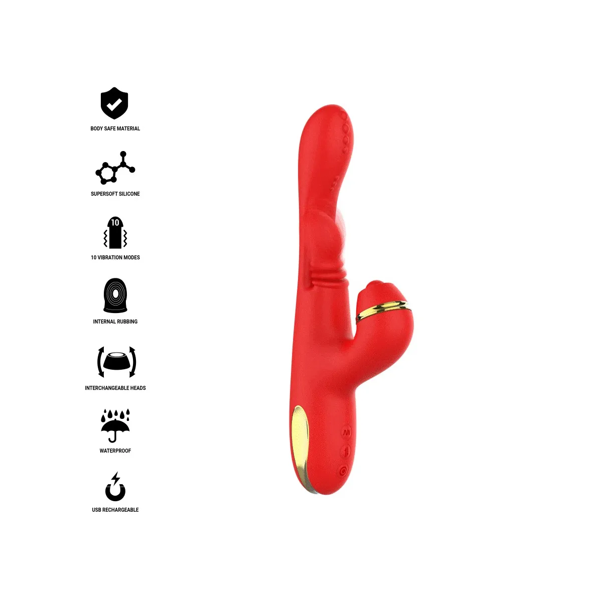 Katy Multifunktions-Klitoris-Stimulator 4 Austauschbare Köpfe Rot von Intense Fun | Fesselliebe.de