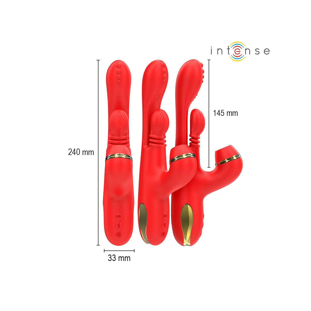Katy Multifunktions-Klitoris-Stimulator 4 Austauschbare Köpfe Rot von Intense Fun | Fesselliebe.de