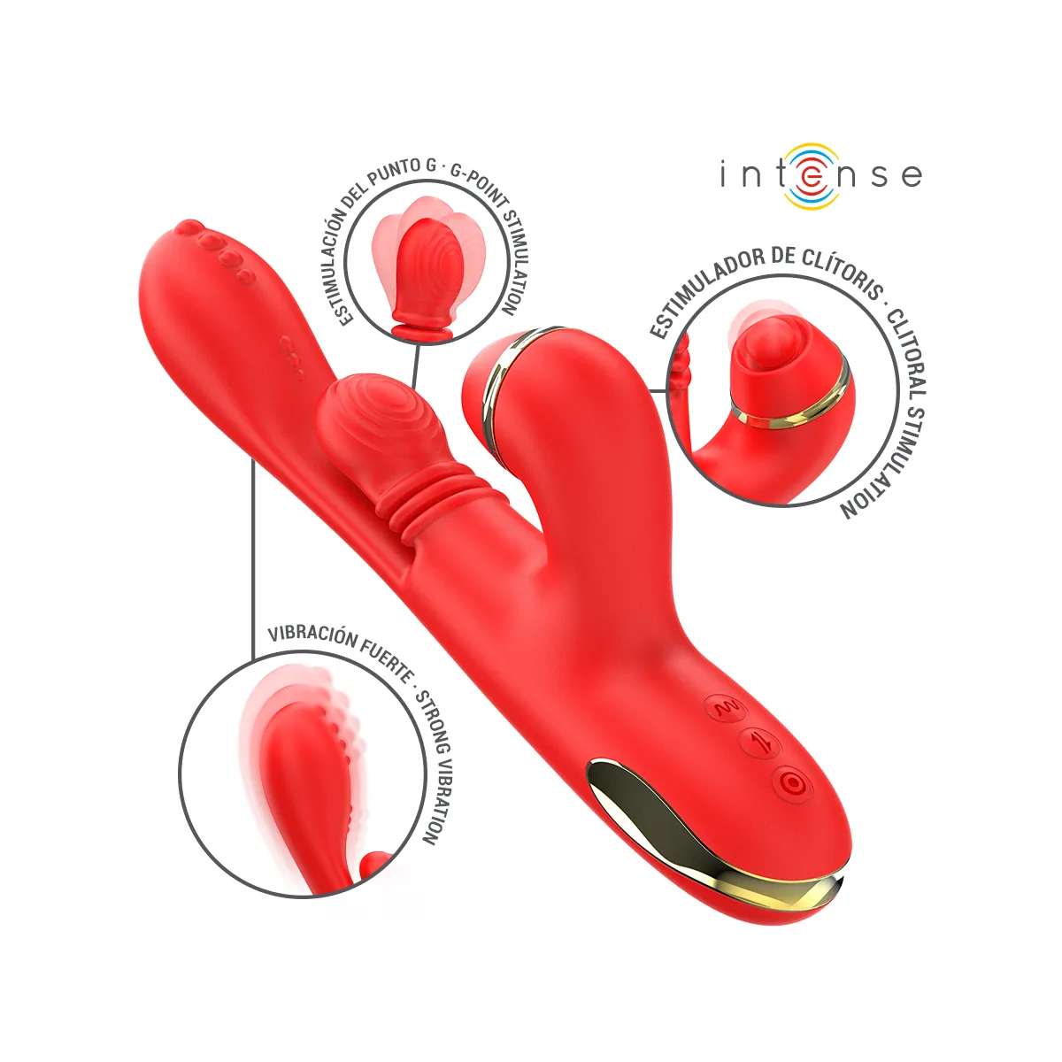 Katy Multifunktions-Klitoris-Stimulator 4 Austauschbare Köpfe Rot von Intense Fun | Fesselliebe.de