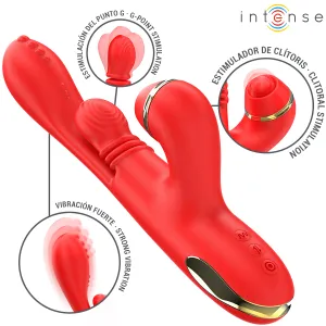 Katy Multifunktions-Klitoris-Stimulator 4 Austauschbare Köpfe Rot von Intense Fun