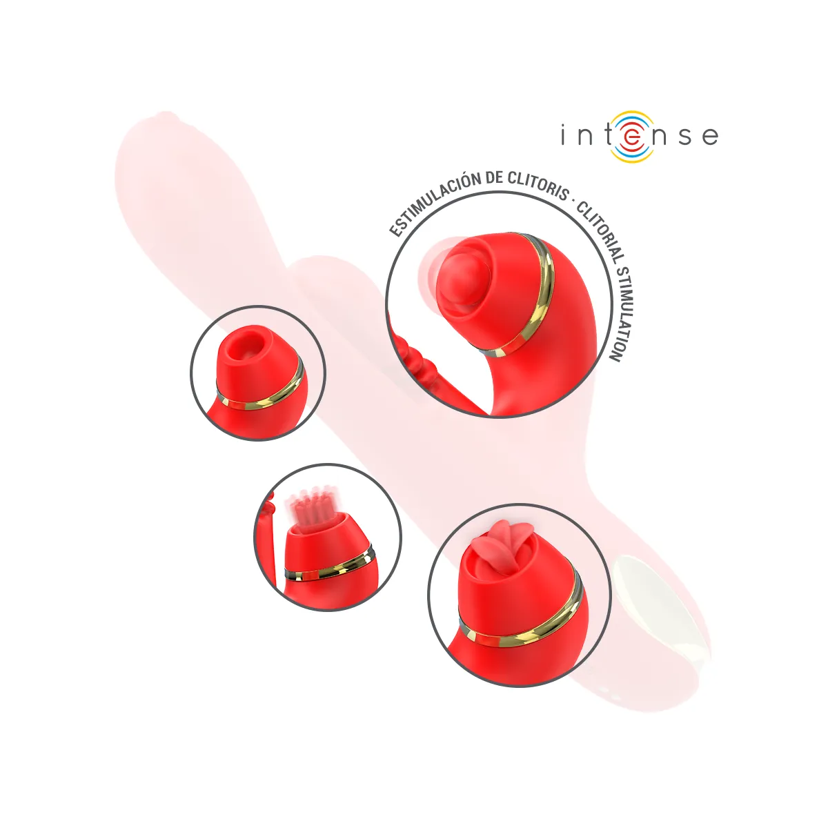 Katy Multifunktions-Klitoris-Stimulator 4 Austauschbare Köpfe Rot von Intense Fun | Fesselliebe.de