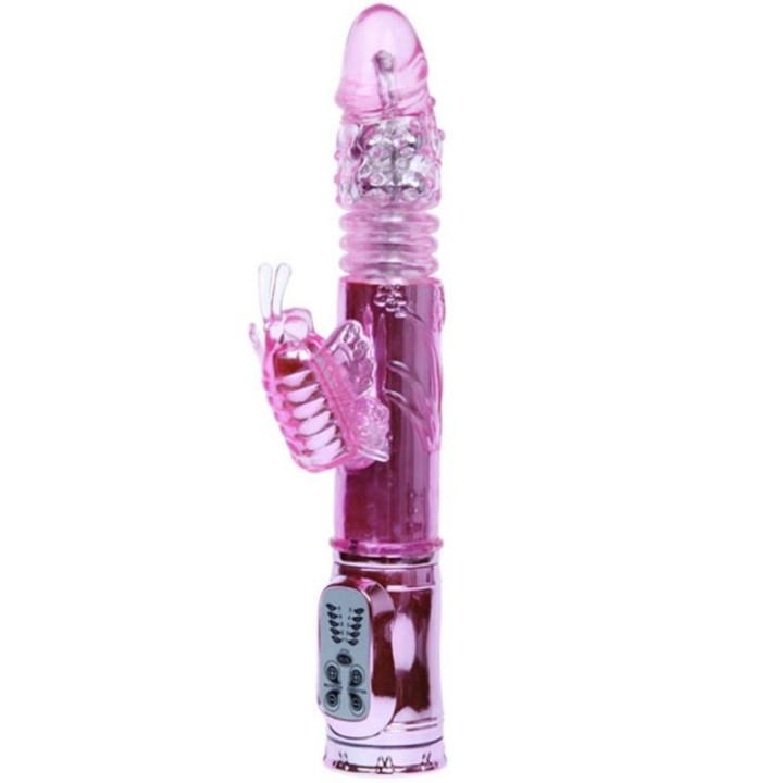 Wiederaufladbarer Vibrator mit Rotation und Pochenden Schmetterlingsstimulator von Baile Rotations | Fesselliebe.de
