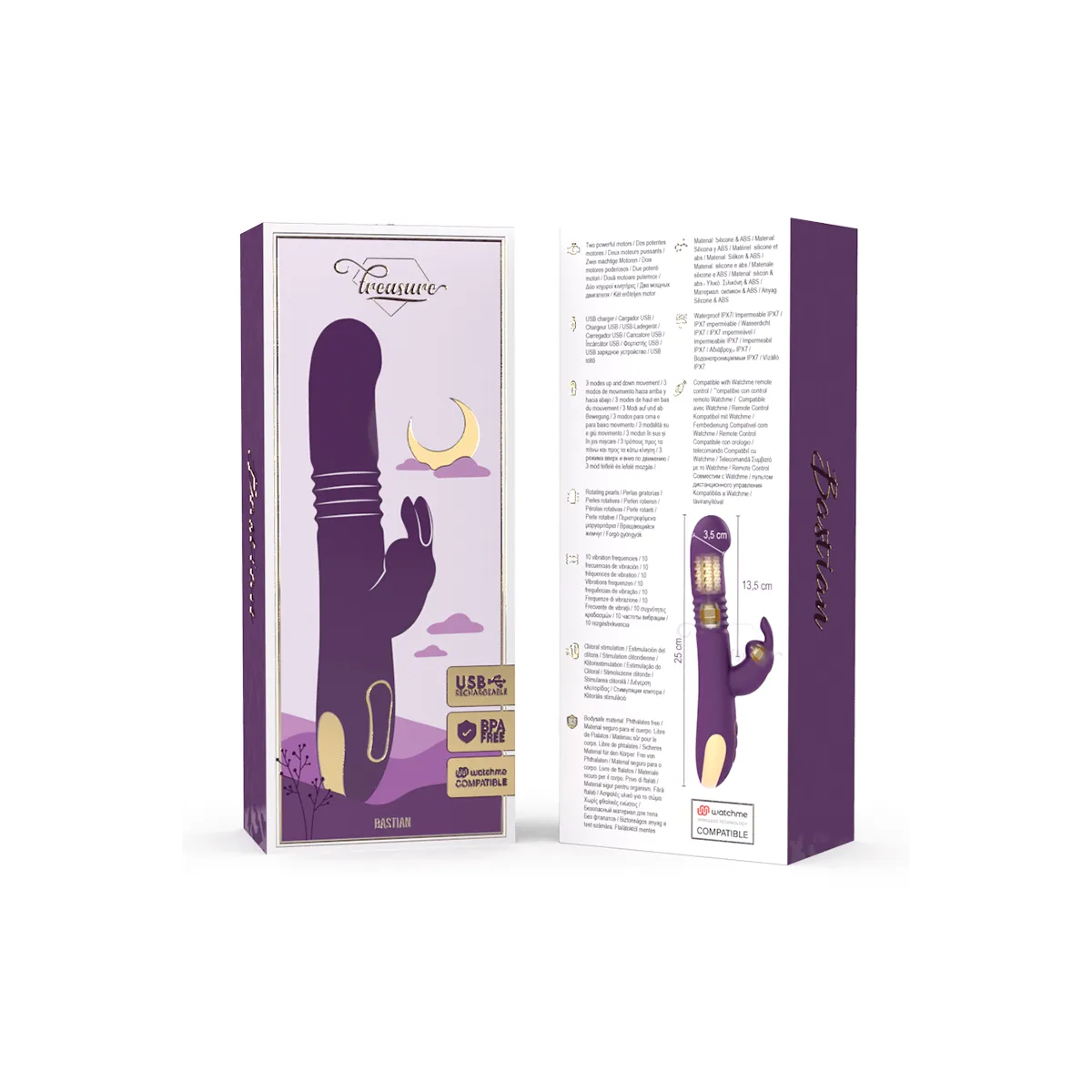 Bastian Rabbit Up & Down, Rotator & Vibrator Kompatibel mit Watchme Wireless Technology von Treasure | Fesselliebe.de