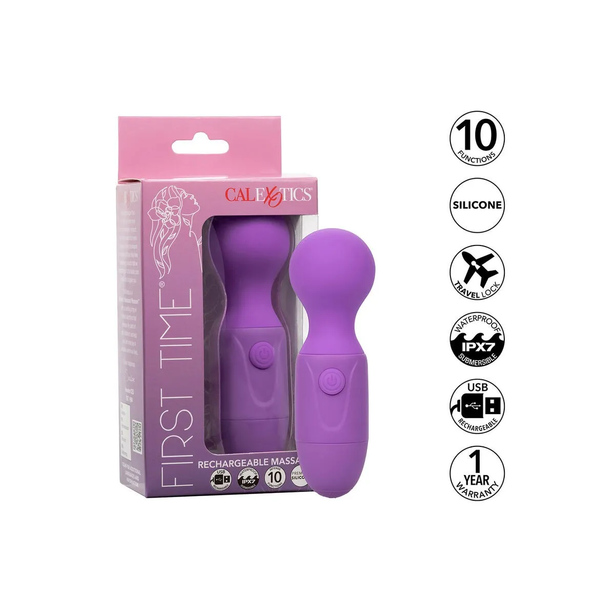 First Time wiederaufladbares Massagerät 10 Vibrationen Lila von Calexotics | Fesselliebe.de