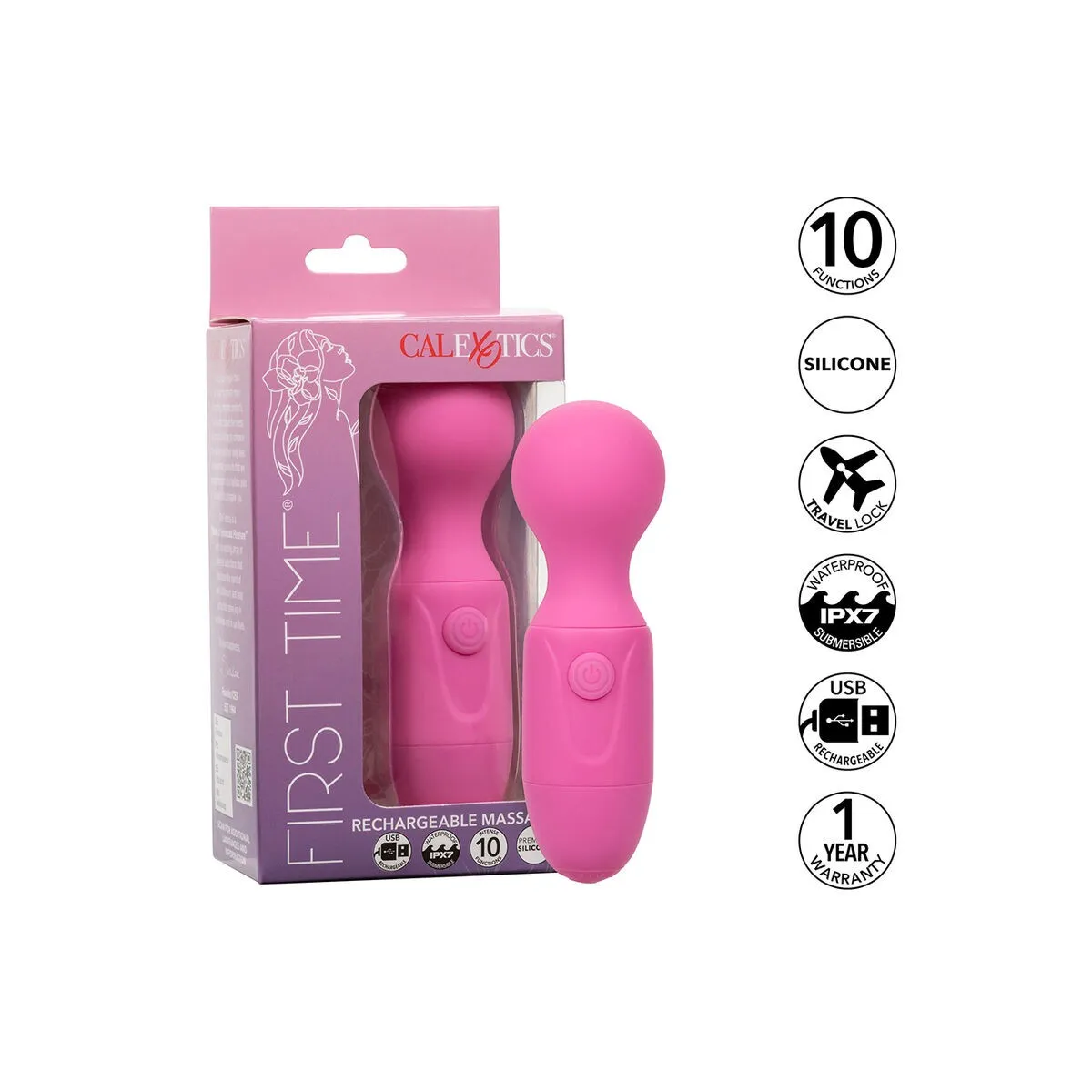 First Time wiederaufladbarer Massager 10 Vibrationen Rosa von Calexotics | Fesselliebe.de