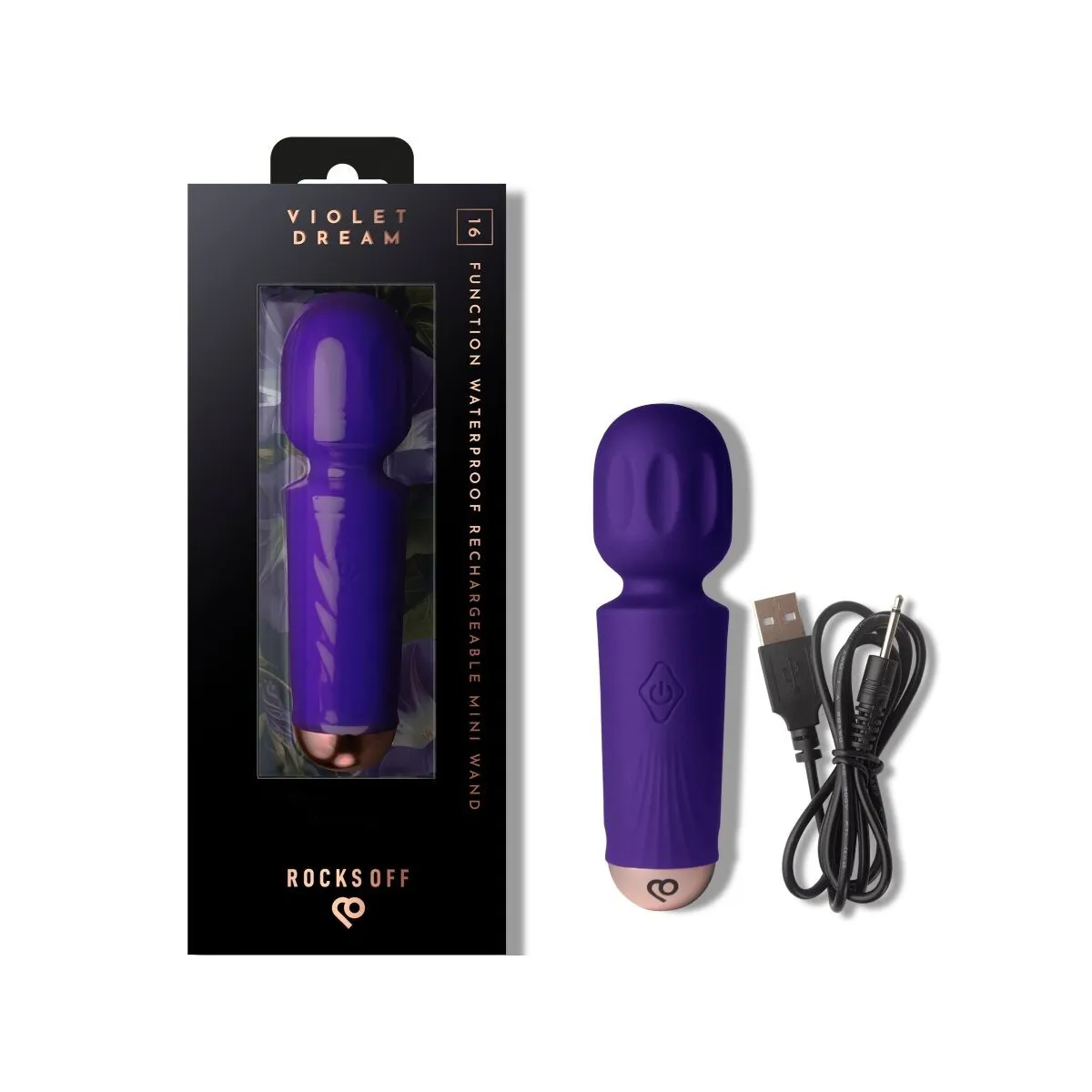 Mini-Aufladbarer Stab mit 16 Funktionen Violet Dream von Rocks-Off | Fesselliebe.de