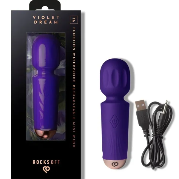 Mini-Aufladbarer Stab mit 16 Funktionen Violet Dream von Rocks-Off | Fesselliebe.de