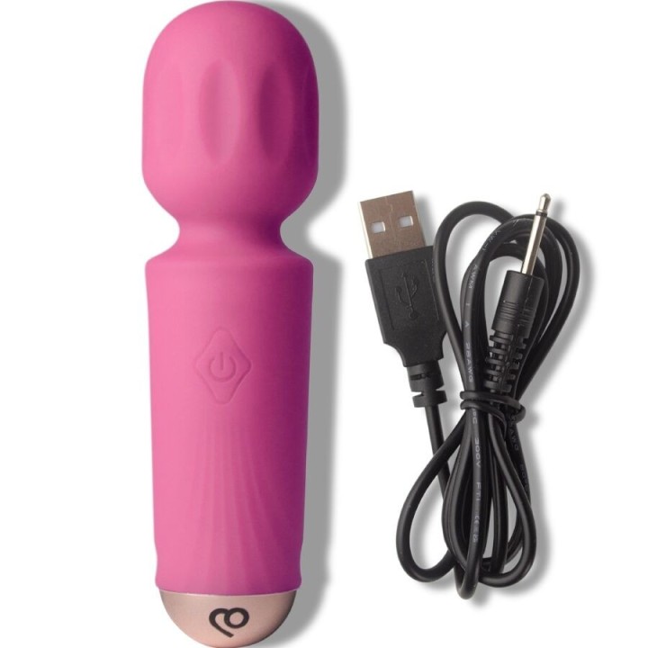 Wiederaufladbarer Mini-Zauberstab mit 16 Funktionen, Pfingstrosenrosa von Rocks-Off | Fesselliebe.de