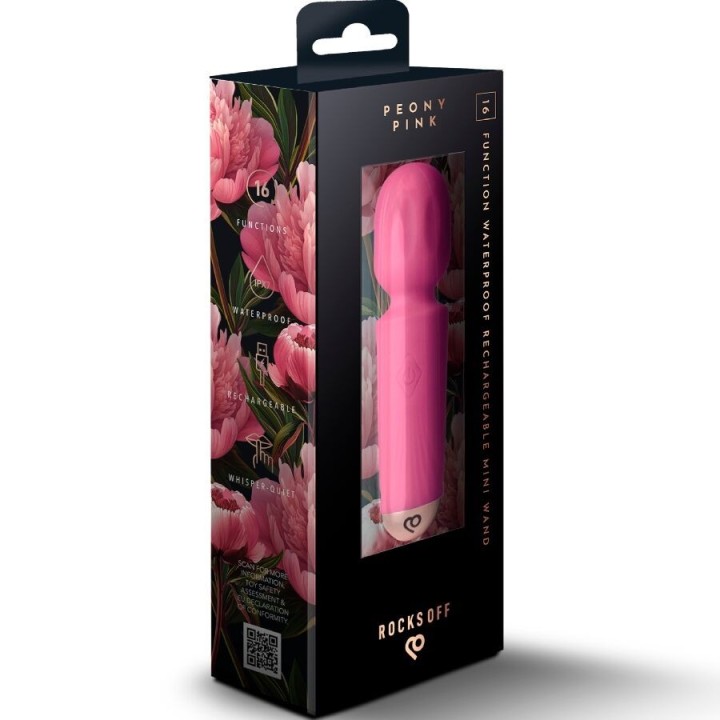 Wiederaufladbarer Mini-Zauberstab mit 16 Funktionen, Pfingstrosenrosa von Rocks-Off | Fesselliebe.de