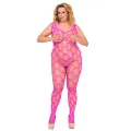 Pinkes Netz-Catsuit ouvert 6254, Bodystocking von Softline Plus Size