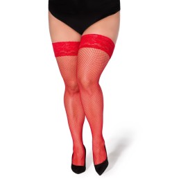 Netz-Strümpfe Christina rot T7/8 von Legg Story XTra Size | Fesselliebe.de