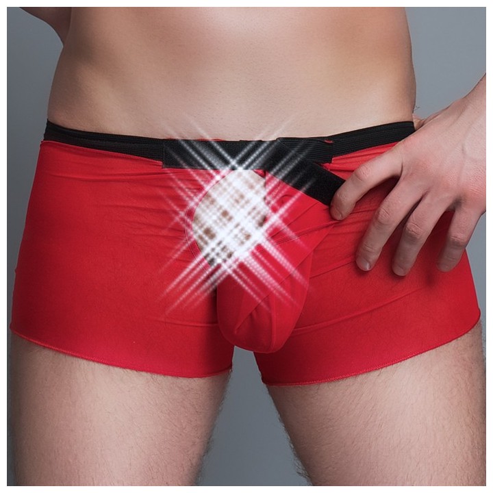 Hemd-Boxer-Set MC/9039 aus weiss-rotem Tüll für Herren | Fesselliebe.de