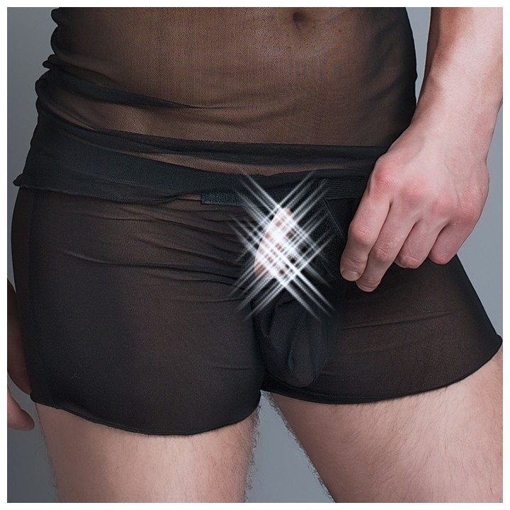 Boxer MC/9010 aus schwarzen transparenten Tüll für Männer | Fesselliebe.de