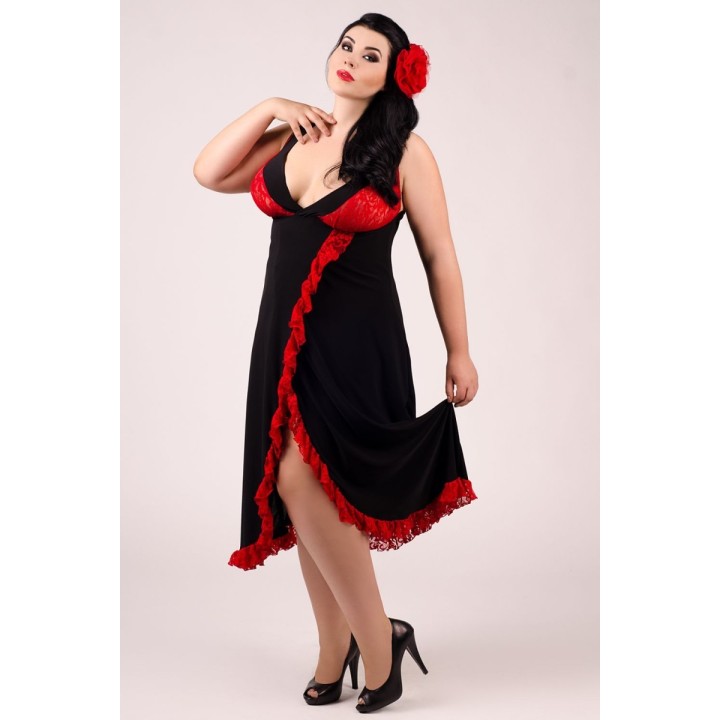 Schwarz/rotes Chemise E/2002 von Andalea Dessous | Fesselliebe.de