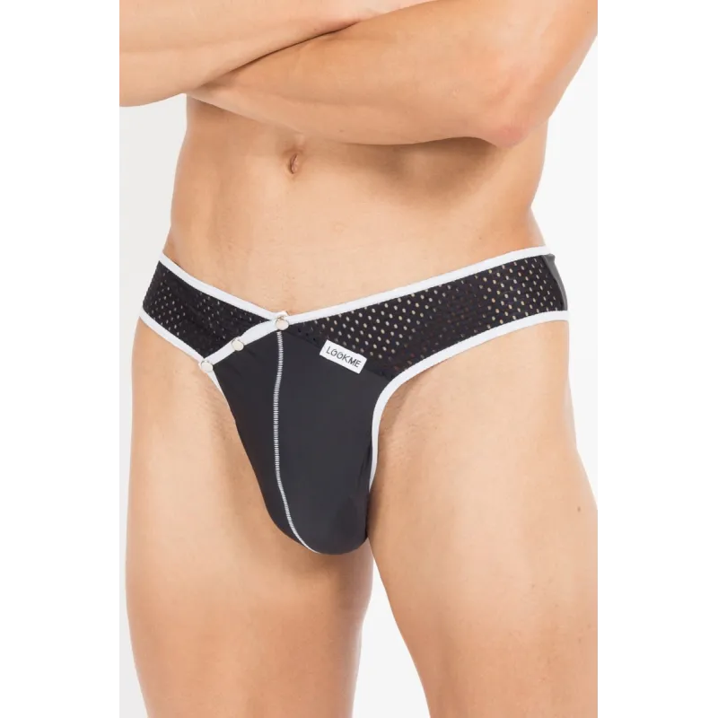 Schwarz/weißer Männer String Mixing 43-57 von Look Me | Fesselliebe.de