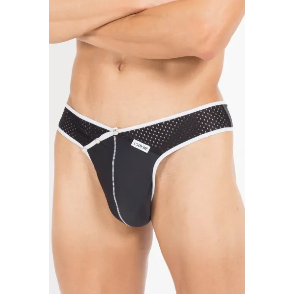 Schwarz/weißer Männer String Mixing 43-57 von Look Me | Fesselliebe.de