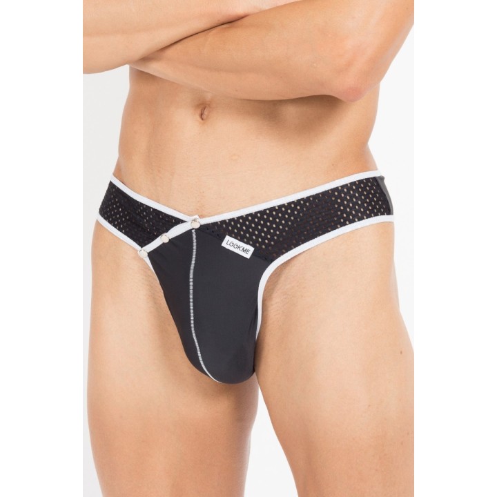 Schwarz/weißer Männer String Mixing 43-57 von Look Me | Fesselliebe.de