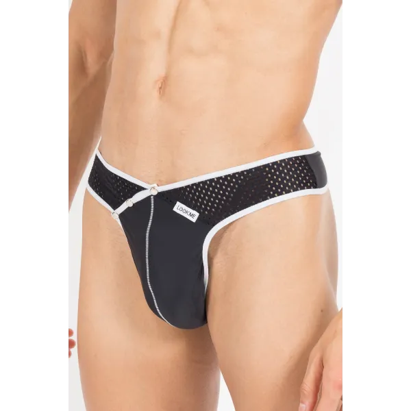 Schwarz/weißer Männer String Mixing 43-57 von Look Me | Fesselliebe.de