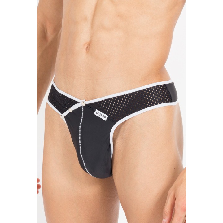 Schwarz/weißer Männer String Mixing 43-57 von Look Me | Fesselliebe.de
