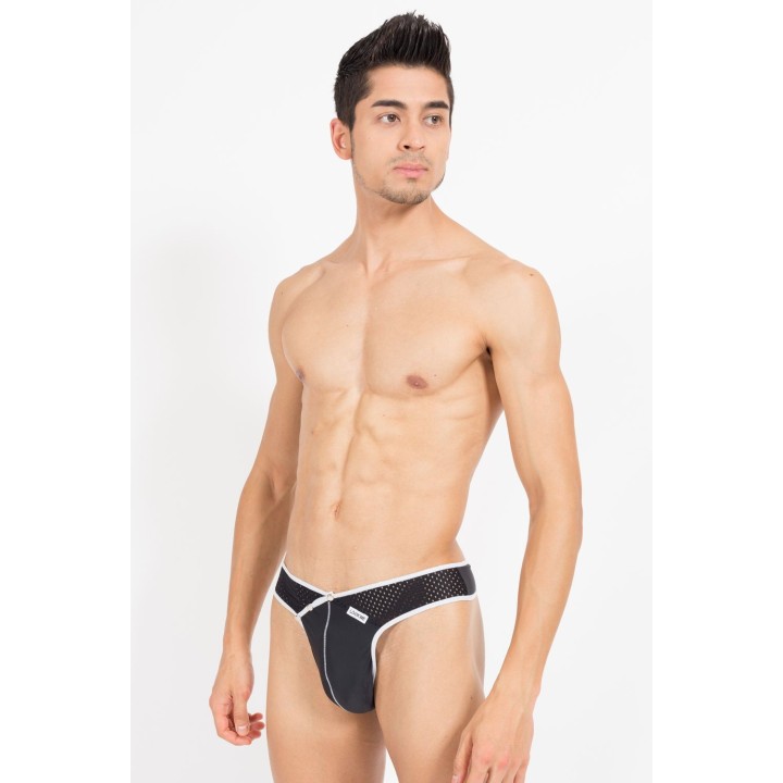 Schwarz/weißer Männer String Mixing 43-57 von Look Me | Fesselliebe.de