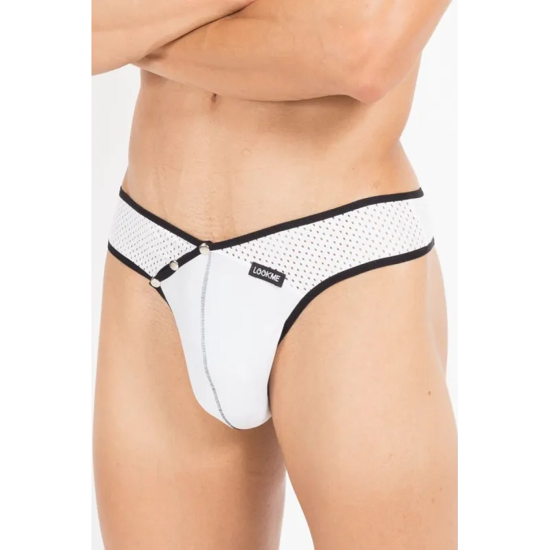 Weiß/schwarzer Männer String Mixing 43-57 von Look Me | Fesselliebe.de