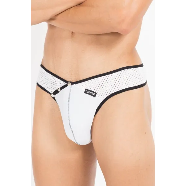 Weiß/schwarzer Männer String Mixing 43-57 von Look Me | Fesselliebe.de