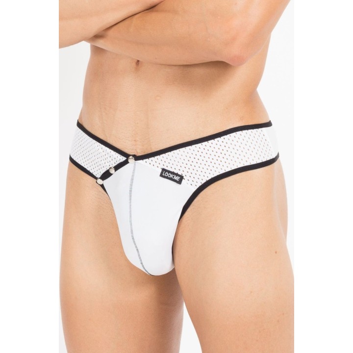 Weiß/schwarzer Männer String Mixing 43-57 von Look Me | Fesselliebe.de