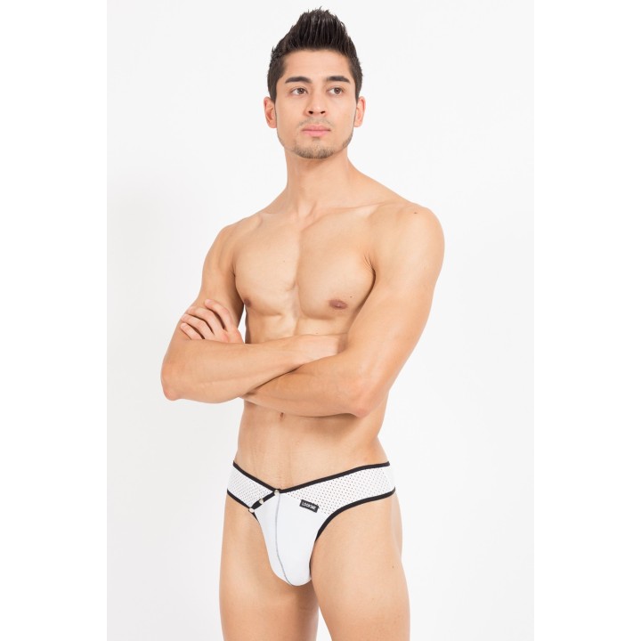 Weiß/schwarzer Männer String Mixing 43-57 von Look Me | Fesselliebe.de