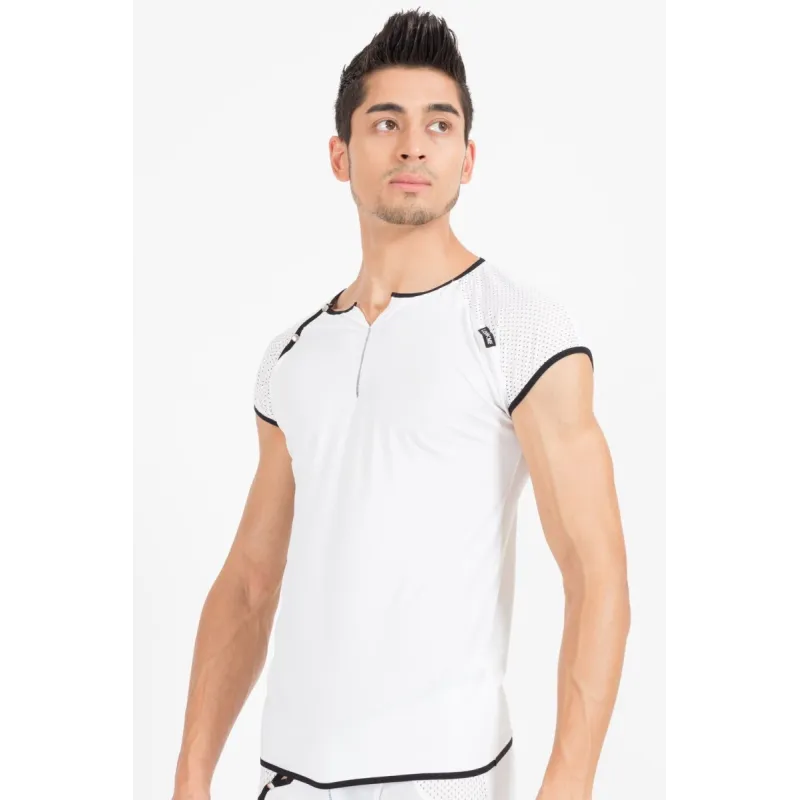 Weiß/schwarzes V-Shirt Mixing 43-77 von Look Me | Fesselliebe.de