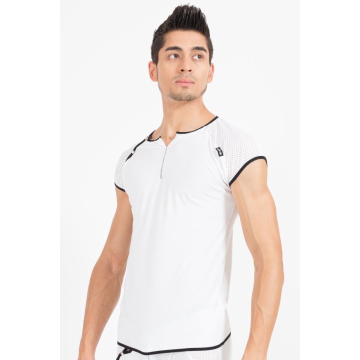 Weiß/schwarzes V-Shirt Mixing 43-77 von Look Me | Fesselliebe.de