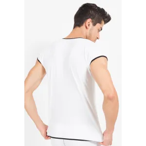 Weiß/schwarzes V-Shirt Mixing 43-77 von Look Me