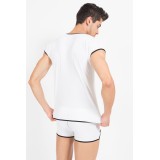 Weiß/schwarzes V-Shirt Mixing 43-77 von Look Me | Fesselliebe.de