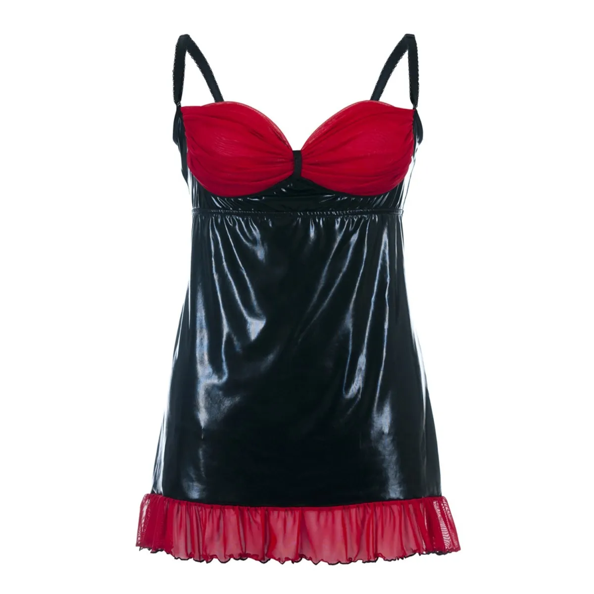 Schwarzes Wetlook Chemise SB/1011 Sexy Base Kollektion by Andalea | Fesselliebe.de