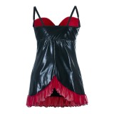 Schwarzes Wetlook Chemise SB/1011 Sexy Base Kollektion by Andalea | Fesselliebe.de
