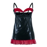 Schwarzes Wetlook Chemise SB/1011 Sexy Base Kollektion by Andalea | Fesselliebe.de
