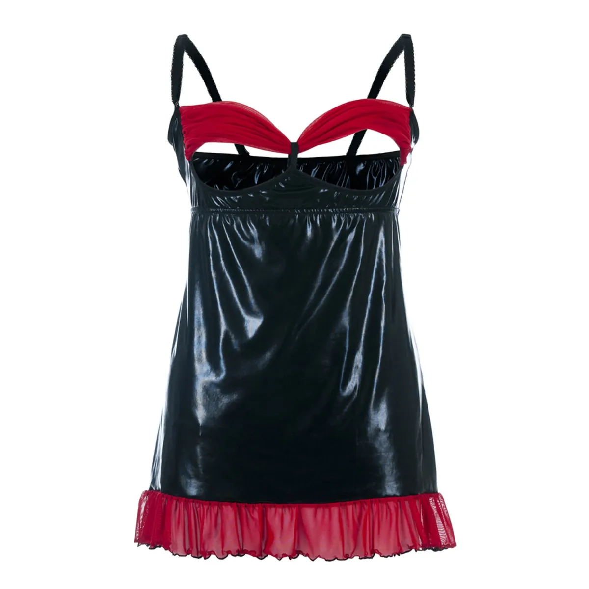 Schwarzes Wetlook Chemise SB/1011 Sexy Base Kollektion by Andalea | Fesselliebe.de