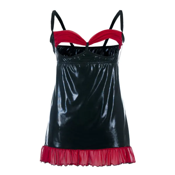 Schwarzes Wetlook Chemise SB/1011 Sexy Base Kollektion by Andalea | Fesselliebe.de