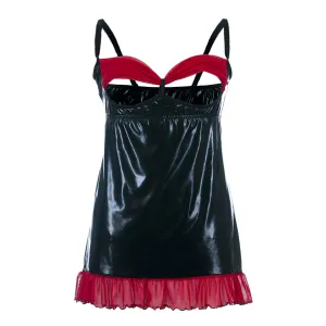 Schwarzes Wetlook Chemise SB/1011 Sexy Base Kollektion by Andalea