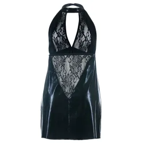 Schwarzes Wetlook Chemise SB/1001 Sexy Base Kollektion by Andalea