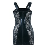 Schwarzes Wetlook Chemise SB/1004 Sexy Base Kollektion by Andalea | Fesselliebe.de