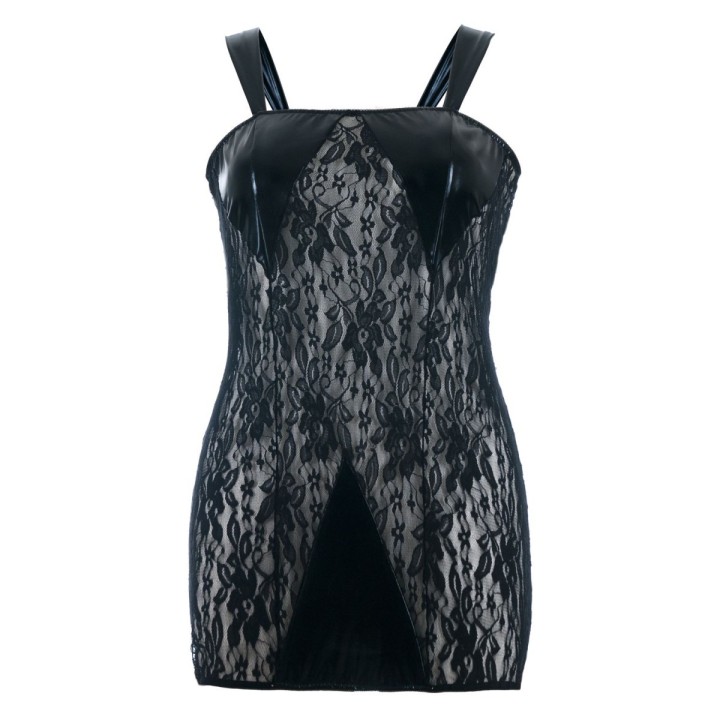 Schwarzes Wetlook Chemise SB/1005 Sexy Base Kollektion by Andalea | Fesselliebe.de