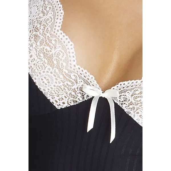 Schwarz/weißes Strapshemd Camille von Passion Plus Size | Fesselliebe.de