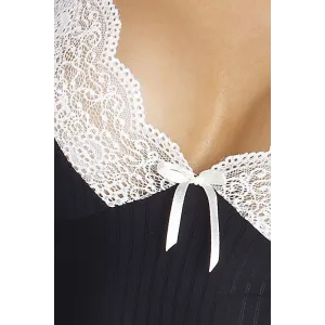 Schwarz/weißes Strapshemd Camille von Passion Plus Size